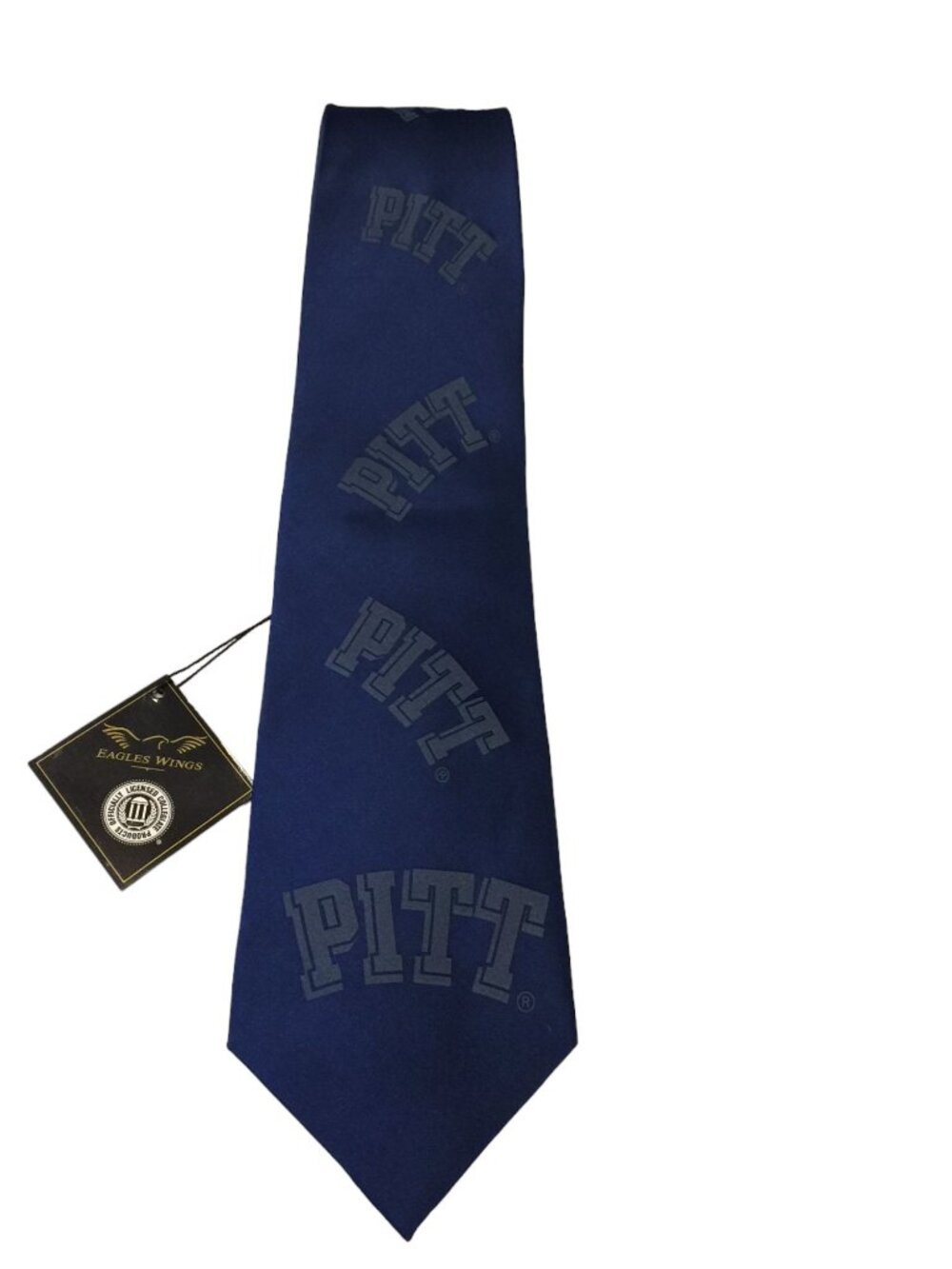 PITT Men's Tie Navy with Gray PITT Print University of Pittsburgh